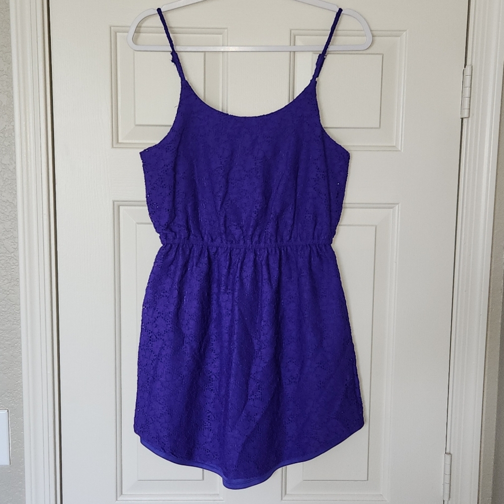 Xhilaration Deep Purple Mini Dress with Lace Detail -Medium